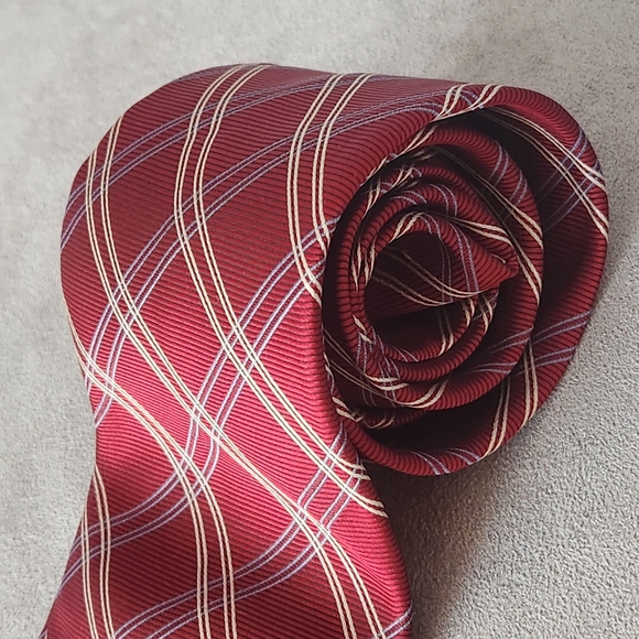 Brooks Brothers necktie men's red 100% italian silk stripe check preppy Made USA - Picture 3 of 9